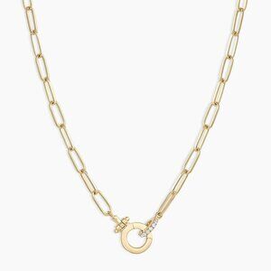 Gorjana 14k Gold Paperclip Chain Necklace with Diamond Pavé Toggle